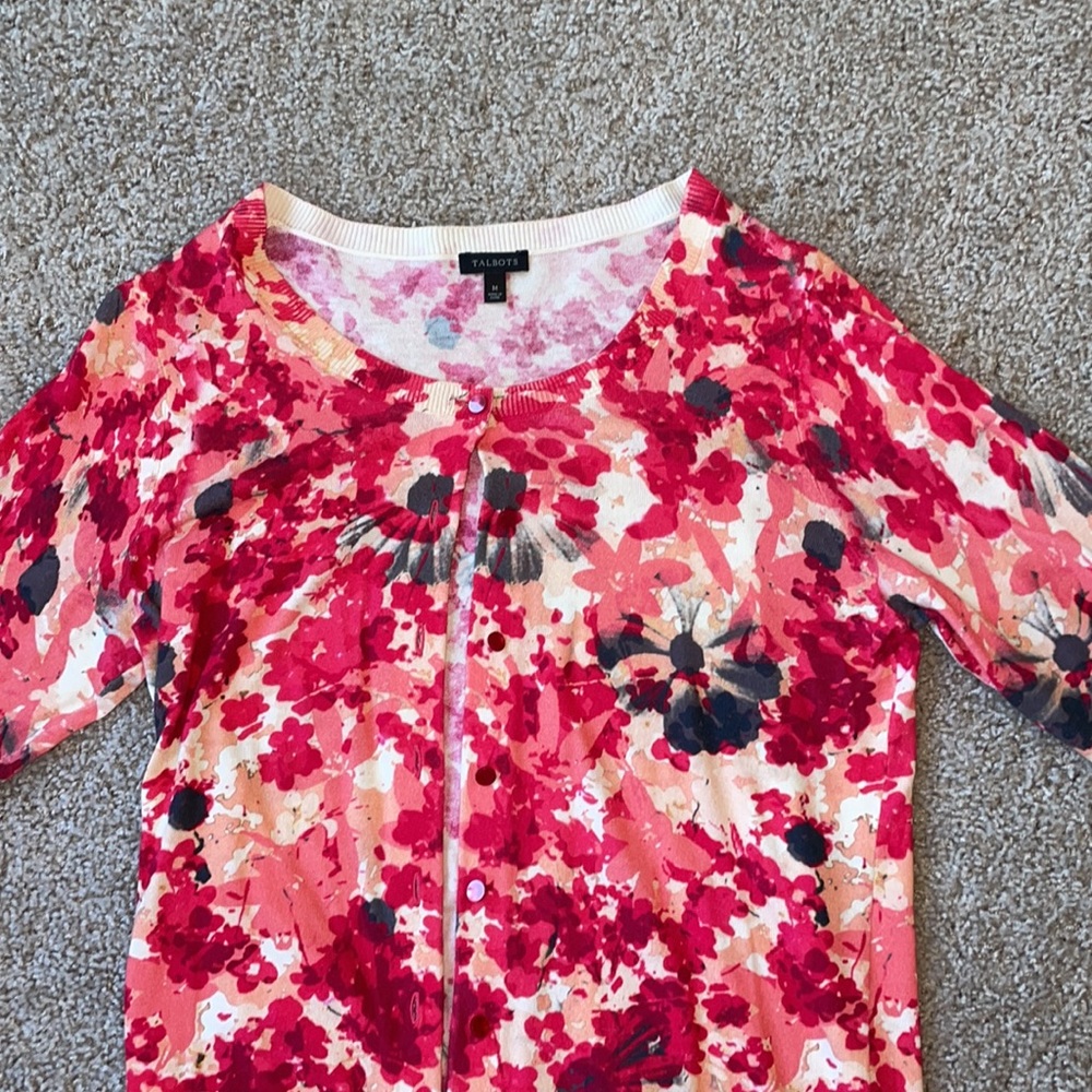 Talbots 3/4 sleeve floral print sweater - Women's size M